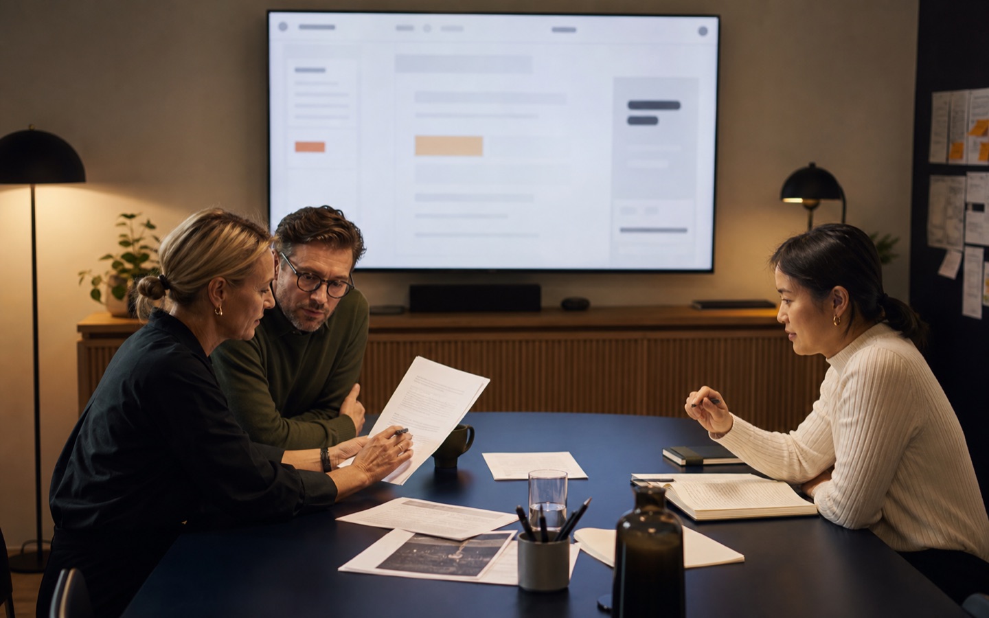 Professionals checking an AI-assisted draft against source material in a guided workshop