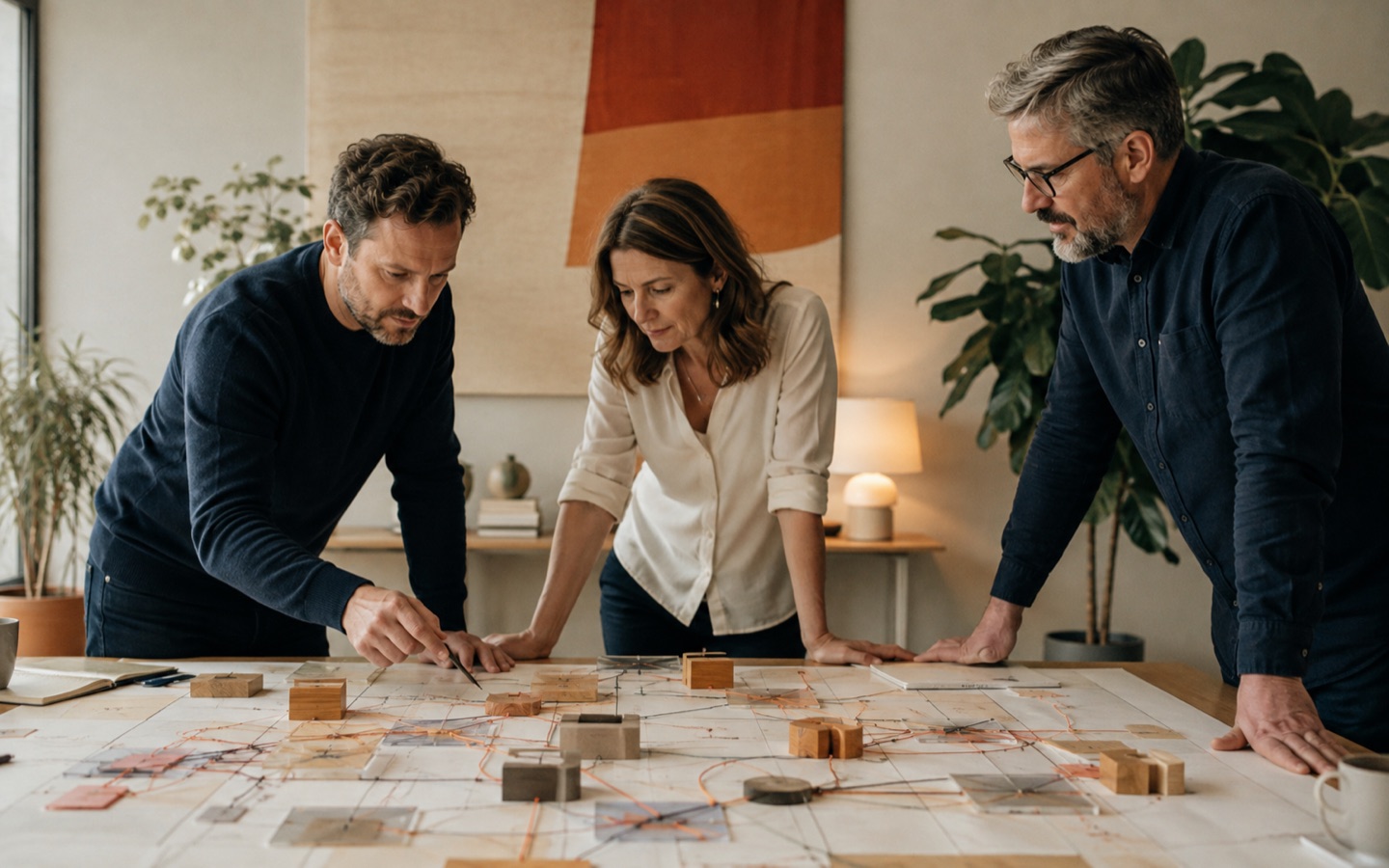 Solution architect, data owner and process lead examining an interconnected CRM landscape
