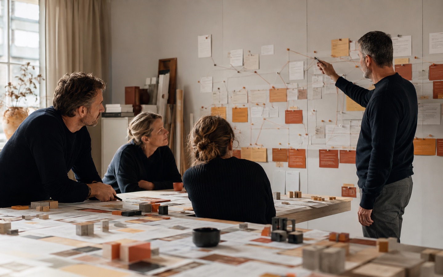 Cross-functional leaders mapping customer moments, process friction and dependencies